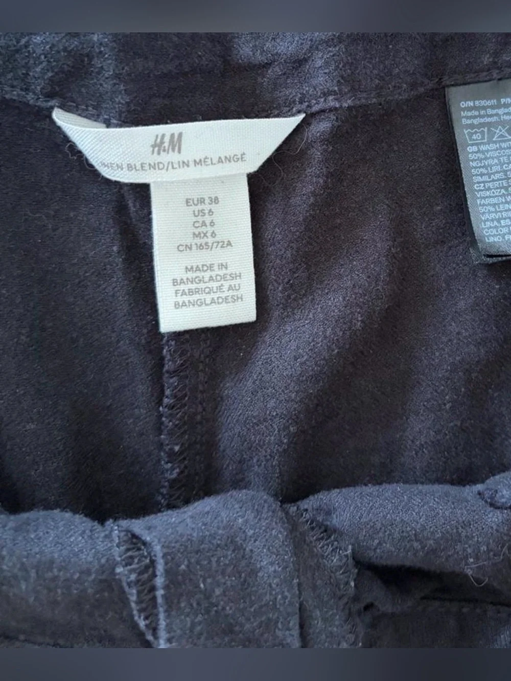 Wide leg linen blend pants by H&M black womens size medium/6 29” inseam